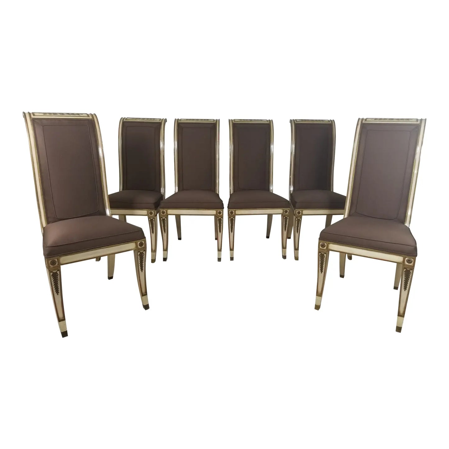 1940s Vintage Hollywood Regency Dining Chairs- 6 Pieces