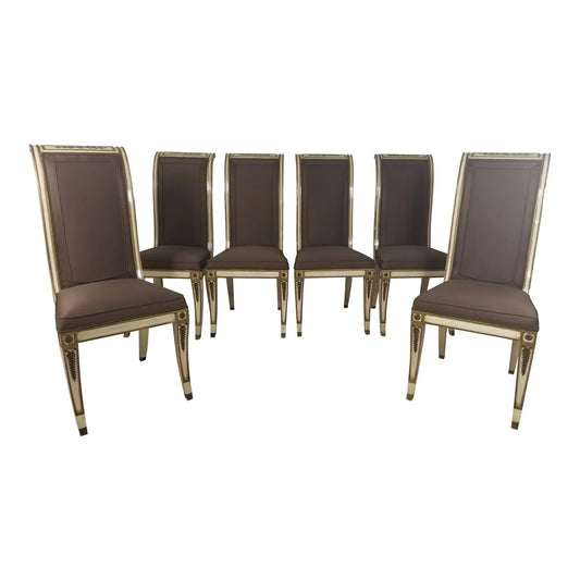 1940s Vintage Hollywood Regency Dining Chairs- 6 Pieces