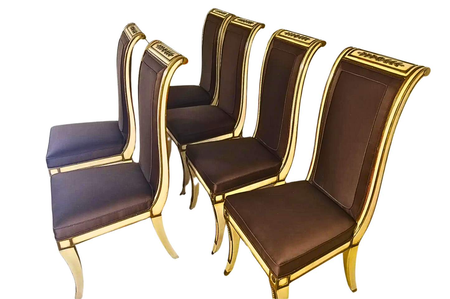 1940s Vintage Hollywood Regency Dining Chairs- 6 Pieces