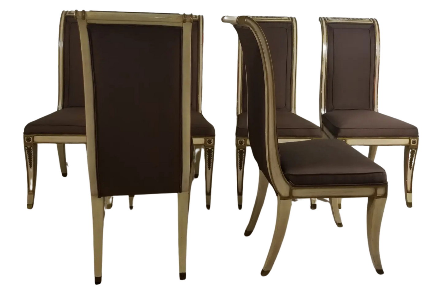 1940s Vintage Hollywood Regency Dining Chairs- 6 Pieces