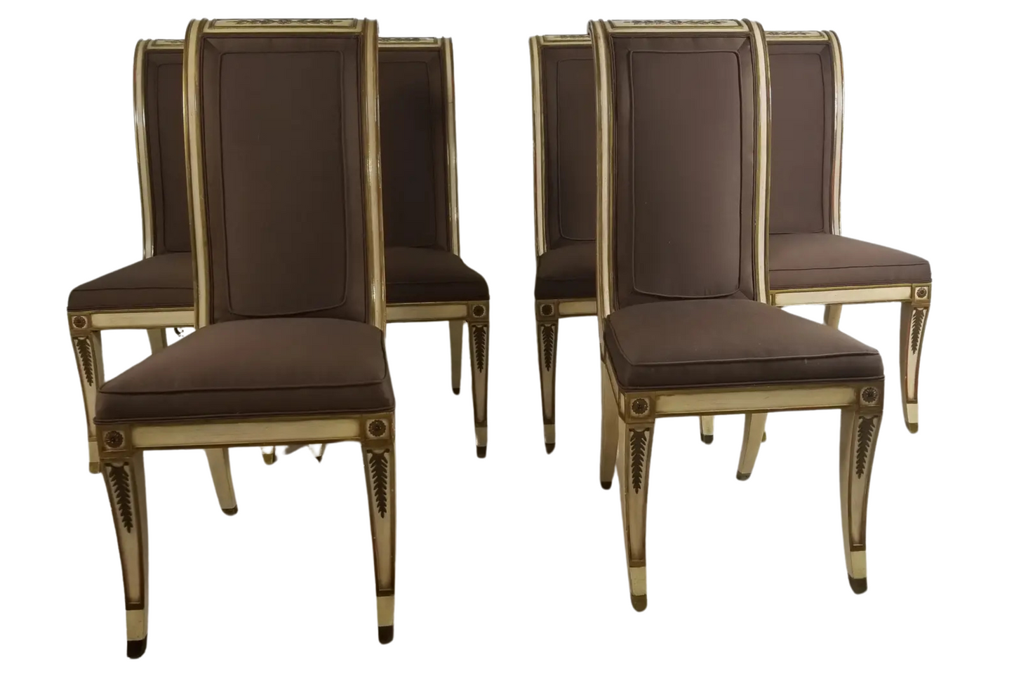 1940s Vintage Hollywood Regency Dining Chairs- 6 Pieces