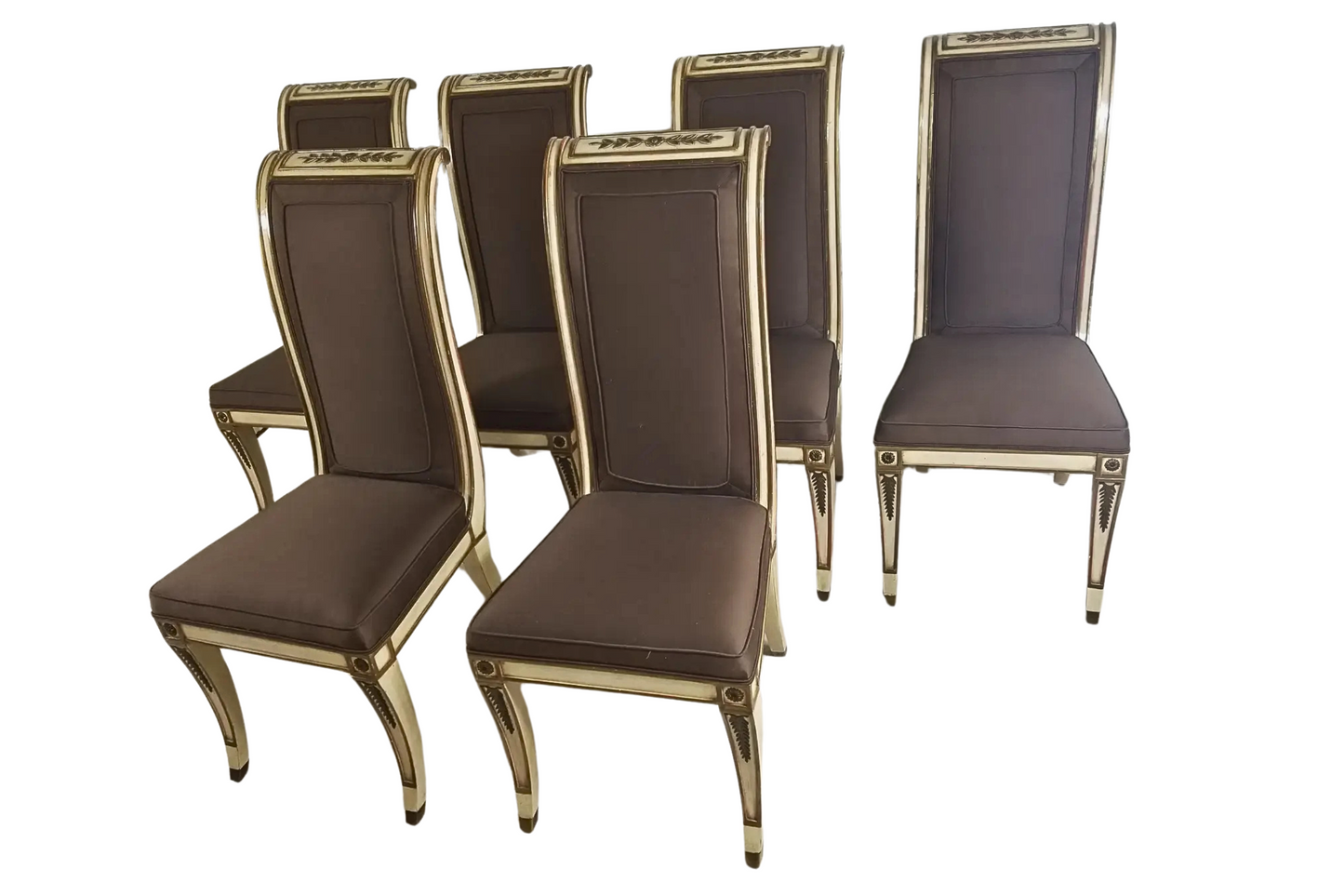 1940s Vintage Hollywood Regency Dining Chairs- 6 Pieces