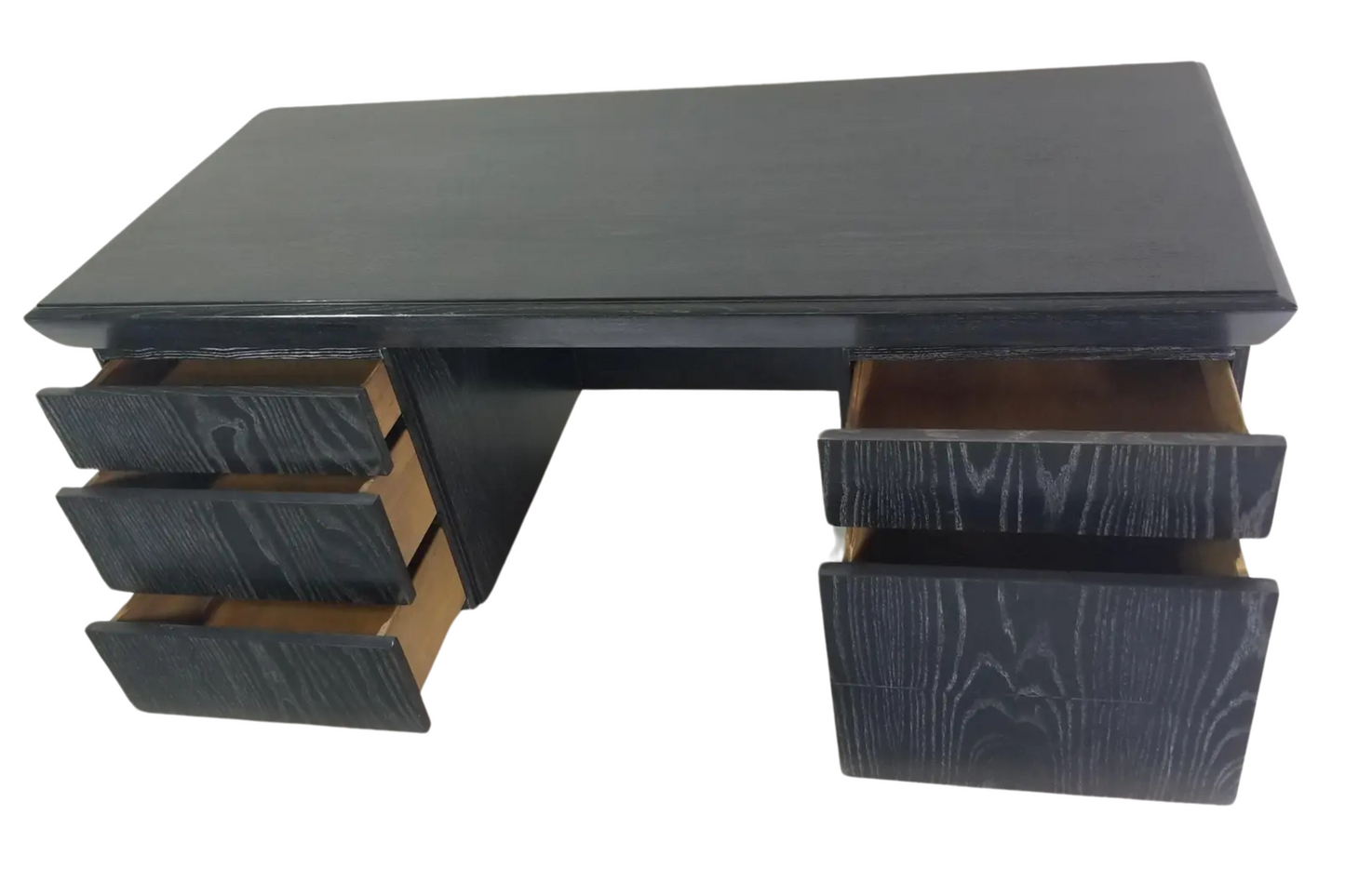 1950s Paul Laszlo Black Wooden Tanker Desk
