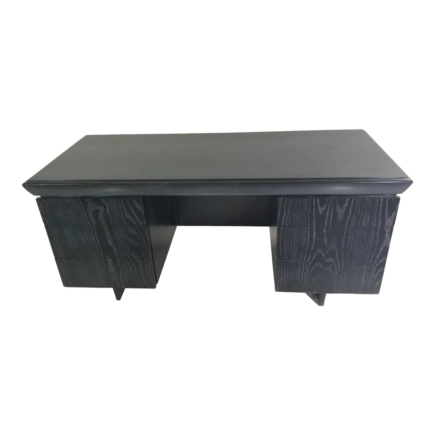 1950s Paul Laszlo Black Wooden Tanker Desk