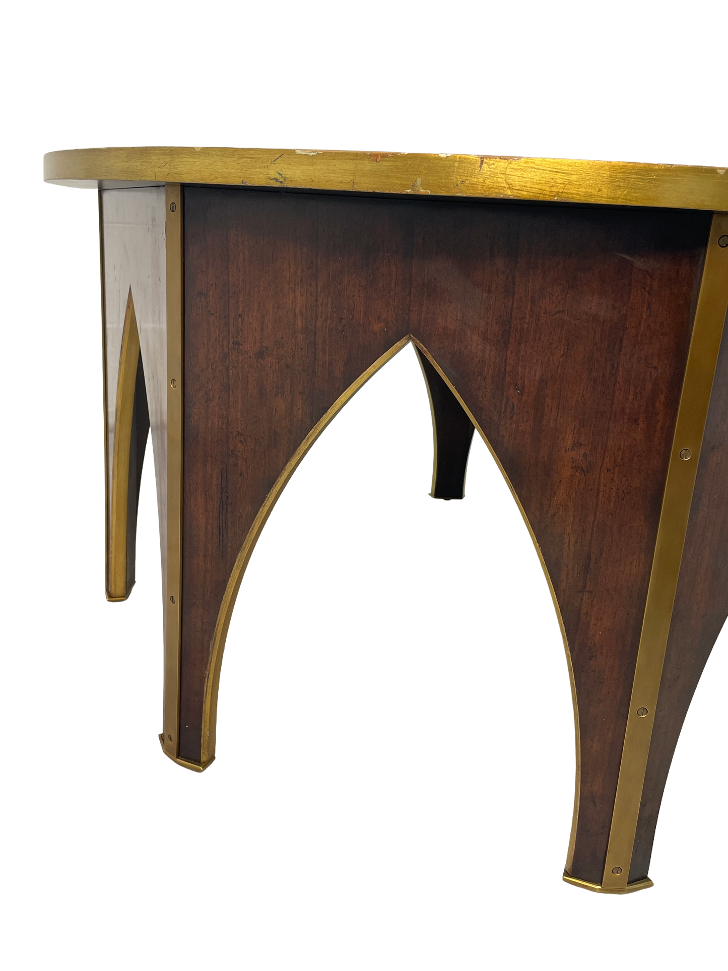 Maitland-Smith Postmodern Coffee Table with Gold Leaf Glass Top