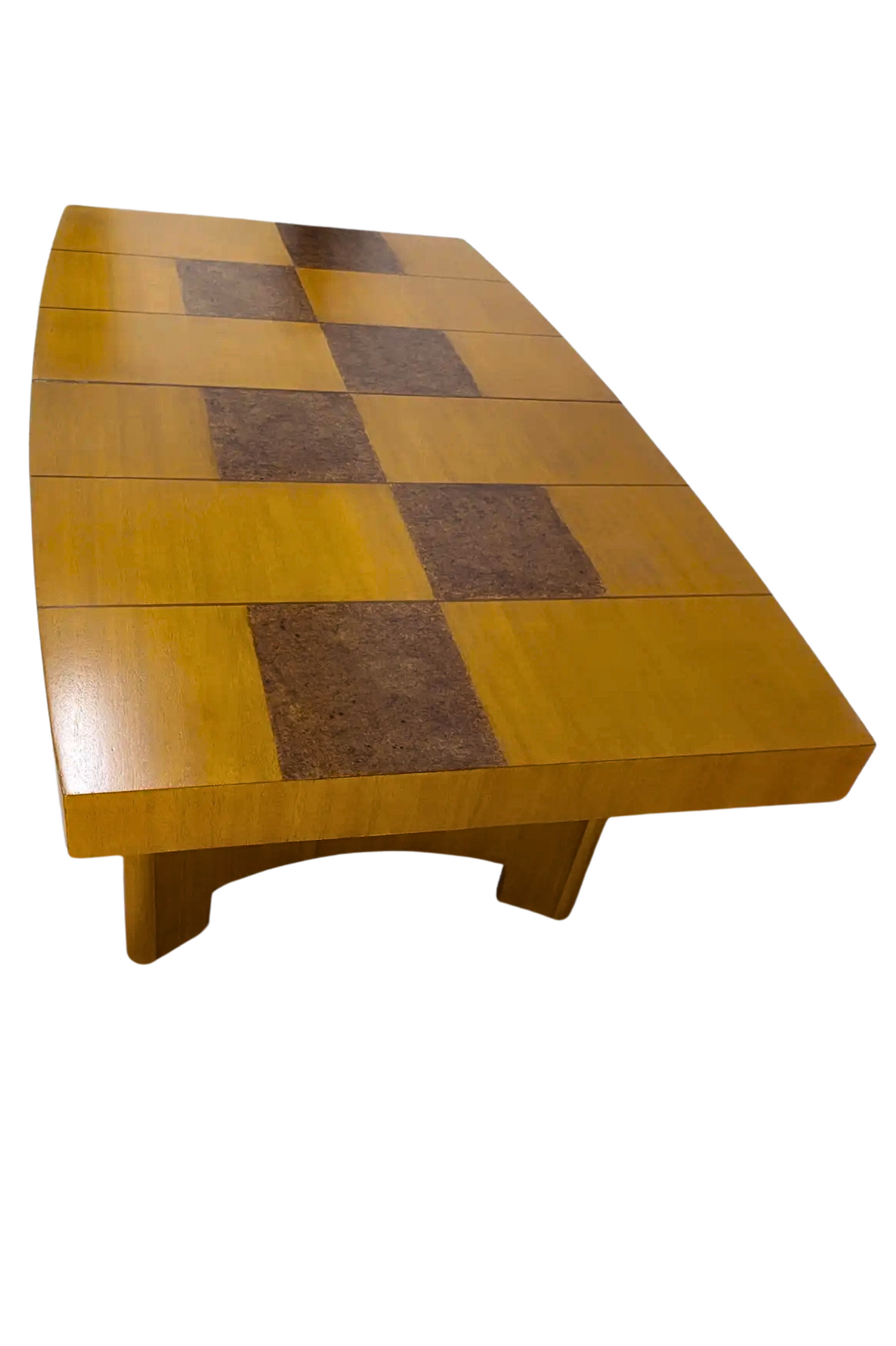 Sculptural Mid-Century Blonde Mahogany Dining Table by Herman Miller With Burlwood Patchwork Top & Leaves, 1940s