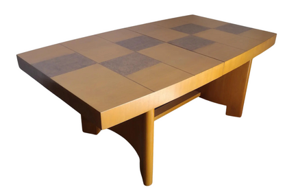Sculptural Mid-Century Blonde Mahogany Dining Table by Herman Miller With Burlwood Patchwork Top & Leaves, 1940s