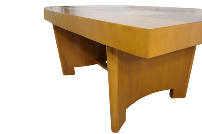 Sculptural Mid-Century Blonde Mahogany Dining Table by Herman Miller With Burlwood Patchwork Top & Leaves, 1940s