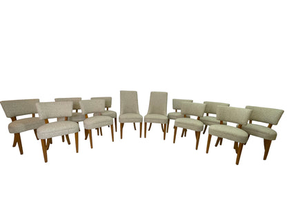 Large Circa 1950s Mid-Century Modern Dining Chair Set | 12 Restored Dining Chairs Including 2 Captain’s Chairs