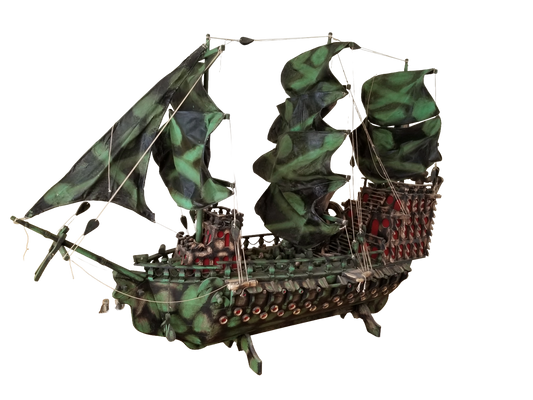 Oversized Handmade Pirate Ship Sculpture with Lights | One-of-a-Kind Folk Art