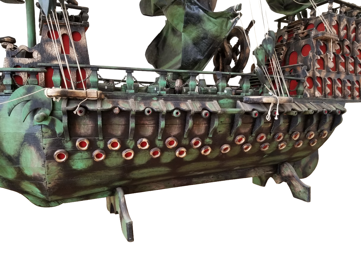 Oversized Handmade Pirate Ship Sculpture with Lights | One-of-a-Kind Folk Art