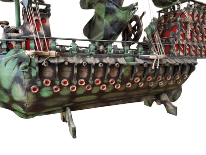 Oversized Handmade Pirate Ship Sculpture with Lights | One-of-a-Kind Folk Art