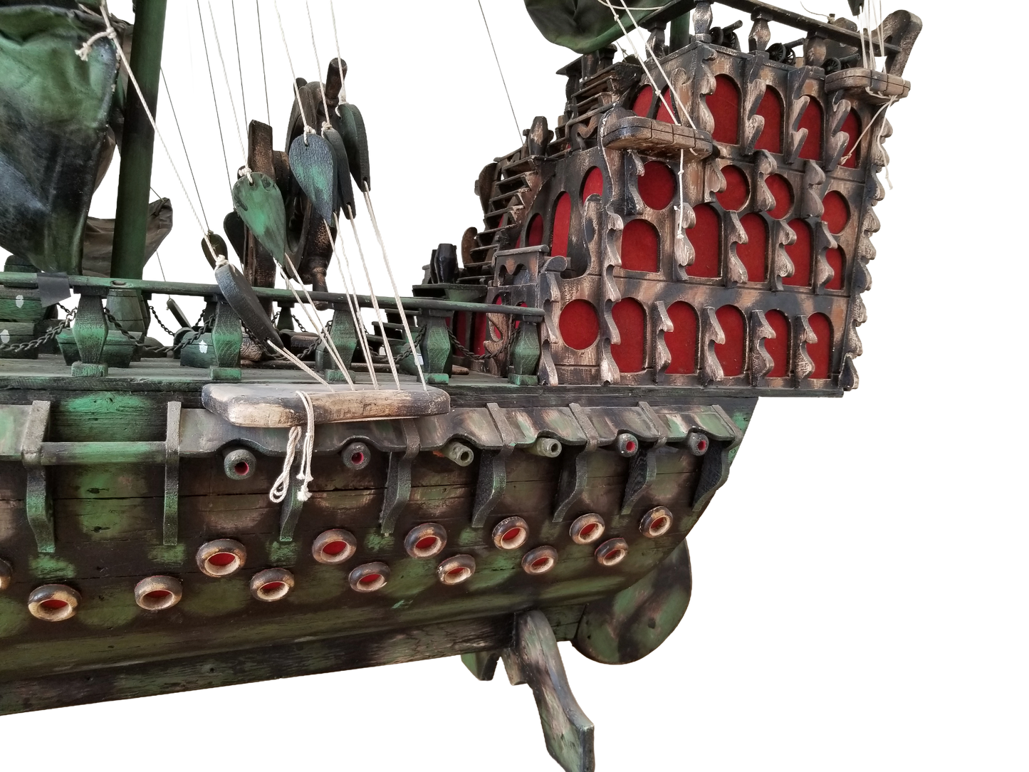 Oversized Handmade Pirate Ship Sculpture with Lights | One-of-a-Kind Folk Art