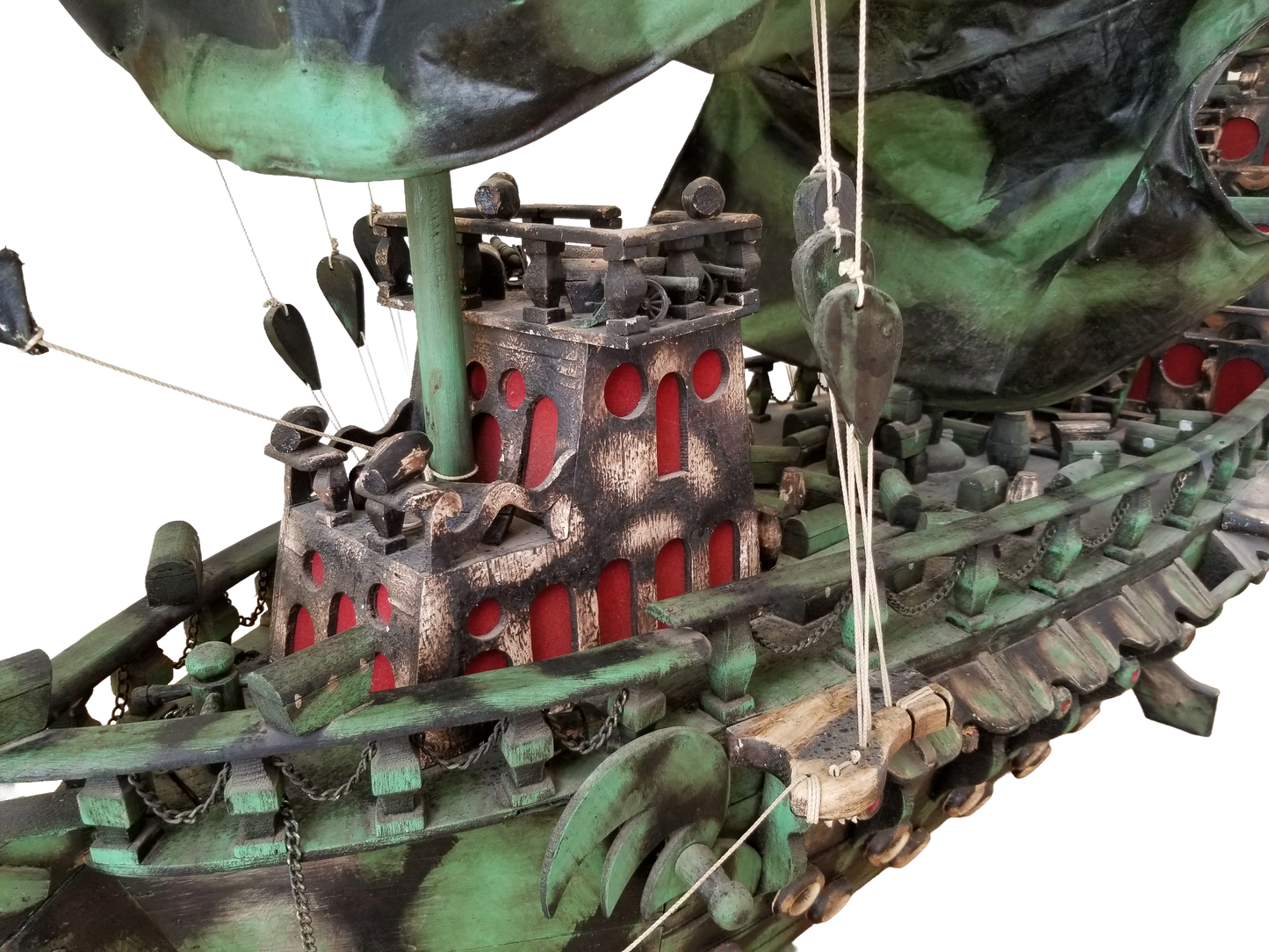 Oversized Handmade Pirate Ship Sculpture with Lights | One-of-a-Kind Folk Art