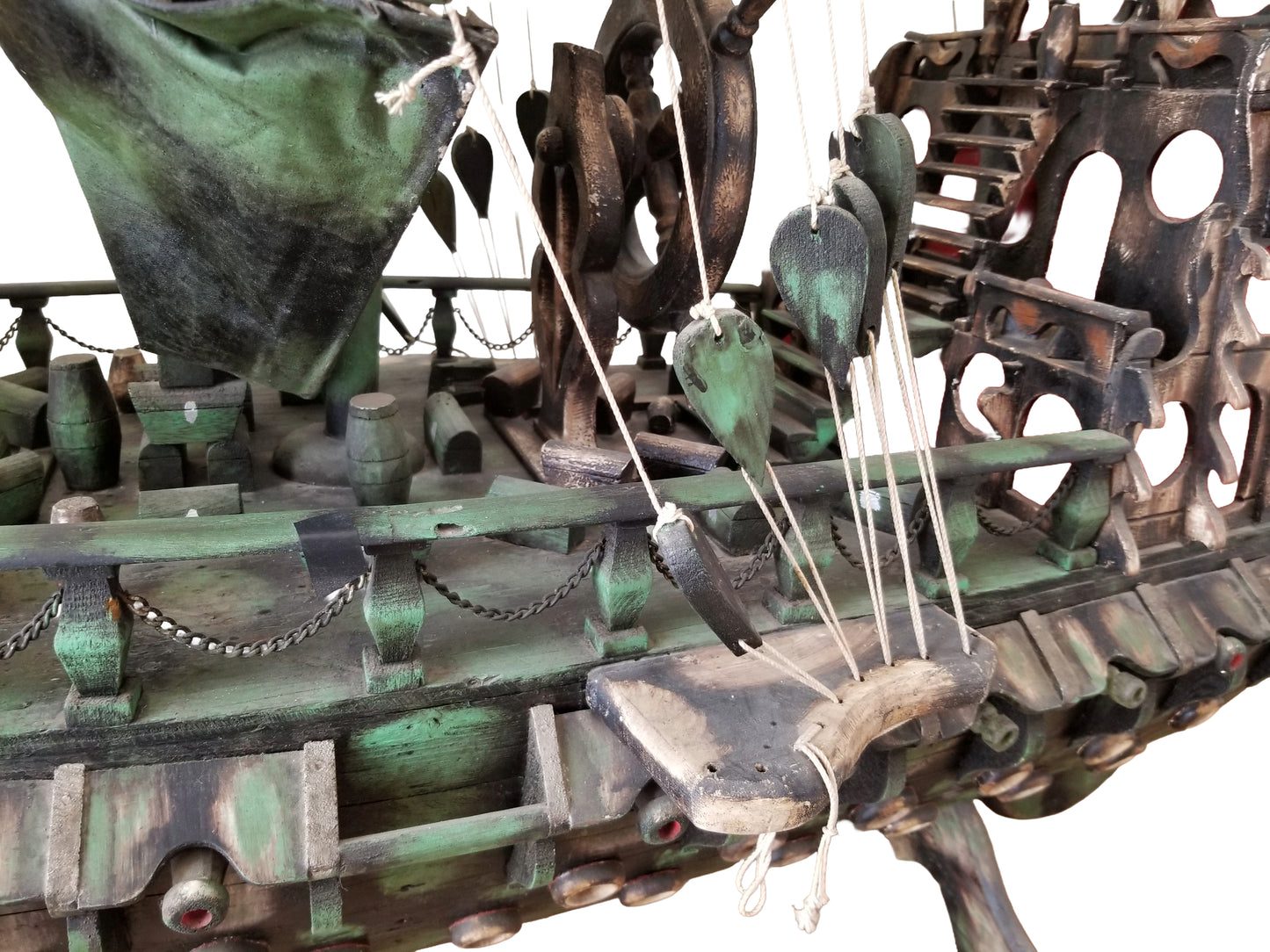 Oversized Handmade Pirate Ship Sculpture with Lights | One-of-a-Kind Folk Art