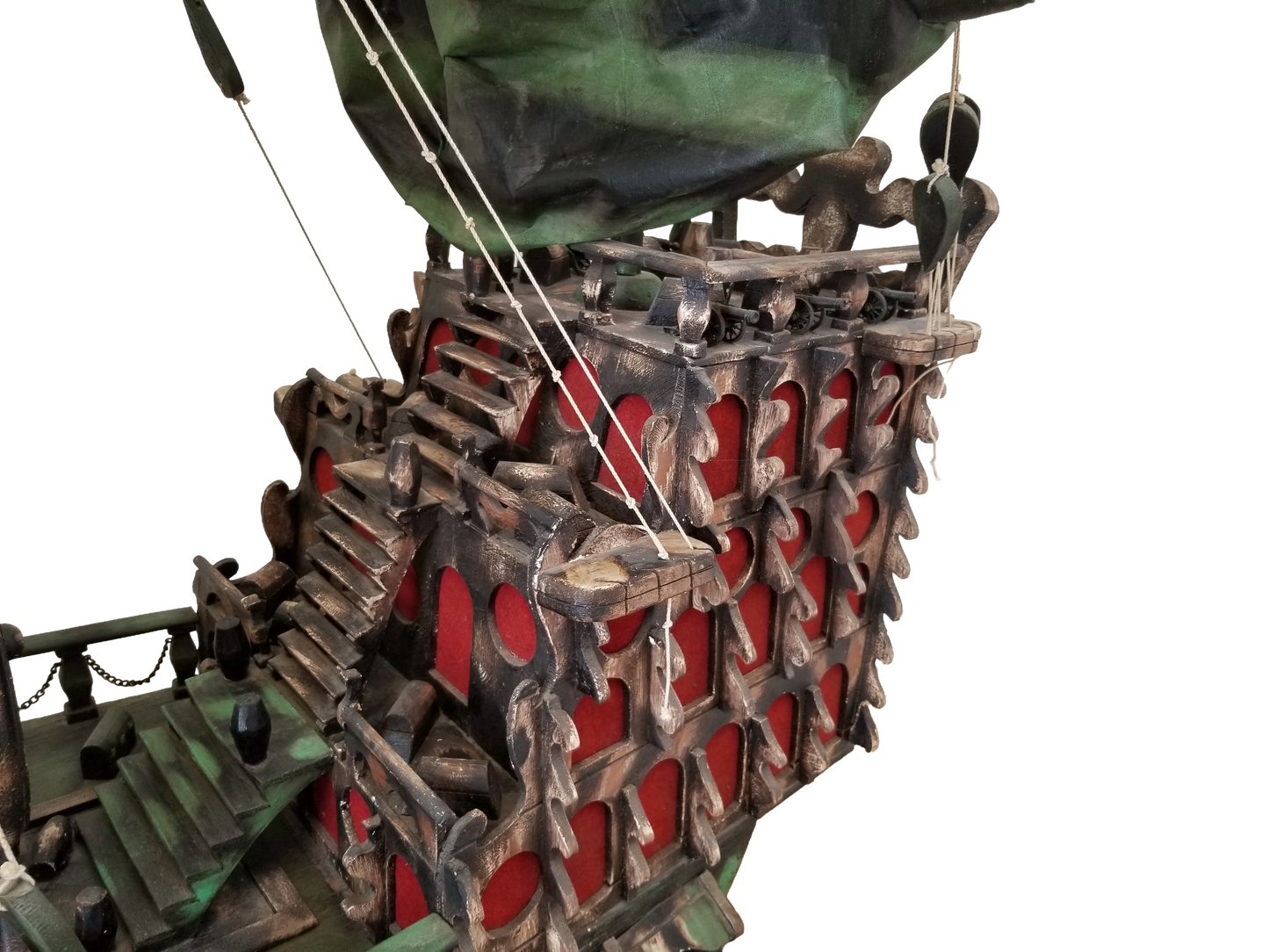 Oversized Handmade Pirate Ship Sculpture with Lights | One-of-a-Kind Folk Art