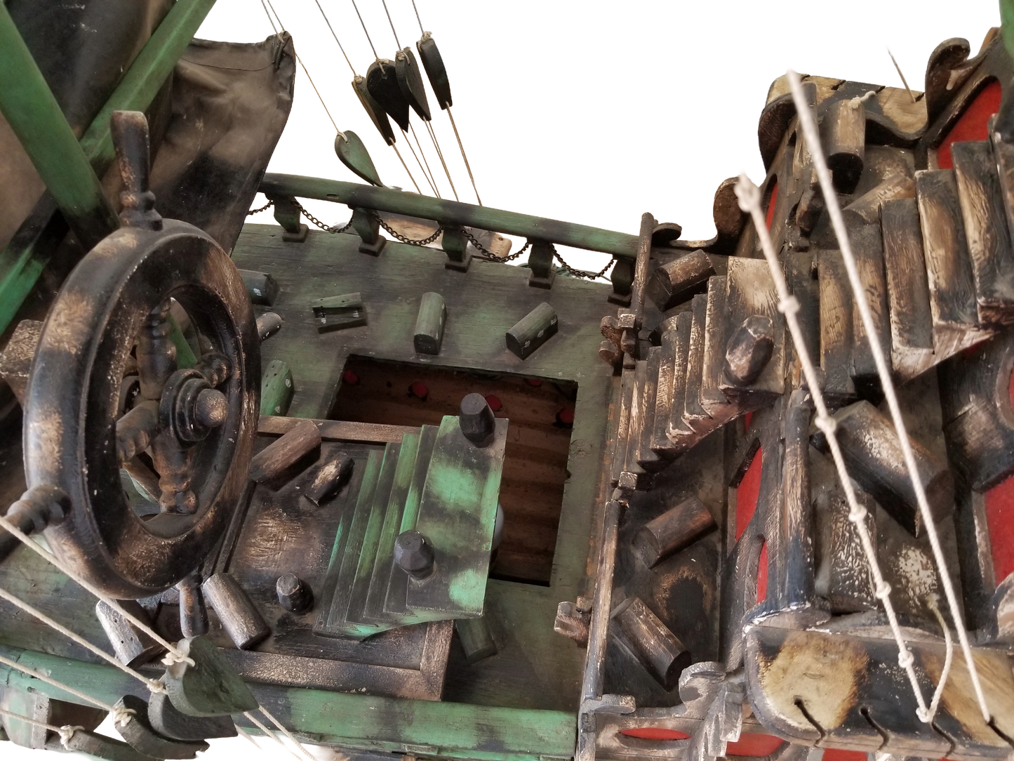 Oversized Handmade Pirate Ship Sculpture with Lights | One-of-a-Kind Folk Art