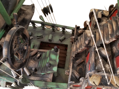 Oversized Handmade Pirate Ship Sculpture with Lights | One-of-a-Kind Folk Art
