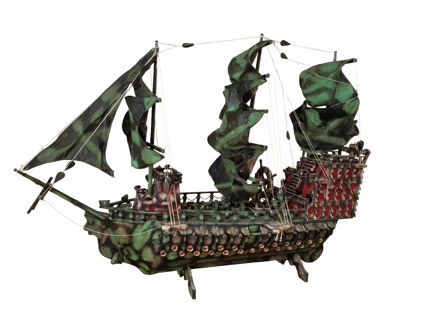 Oversized Handmade Pirate Ship Sculpture with Lights | One-of-a-Kind Folk Art