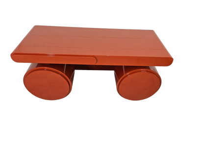 Sculptural Postmodern Burnt Orange Desk With Cylindrical Pedestals, 1980s