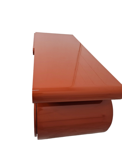 Sculptural Postmodern Burnt Orange Desk With Cylindrical Pedestals, 1980s