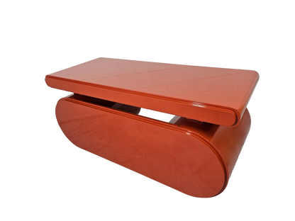 Sculptural Postmodern Burnt Orange Desk With Cylindrical Pedestals, 1980s