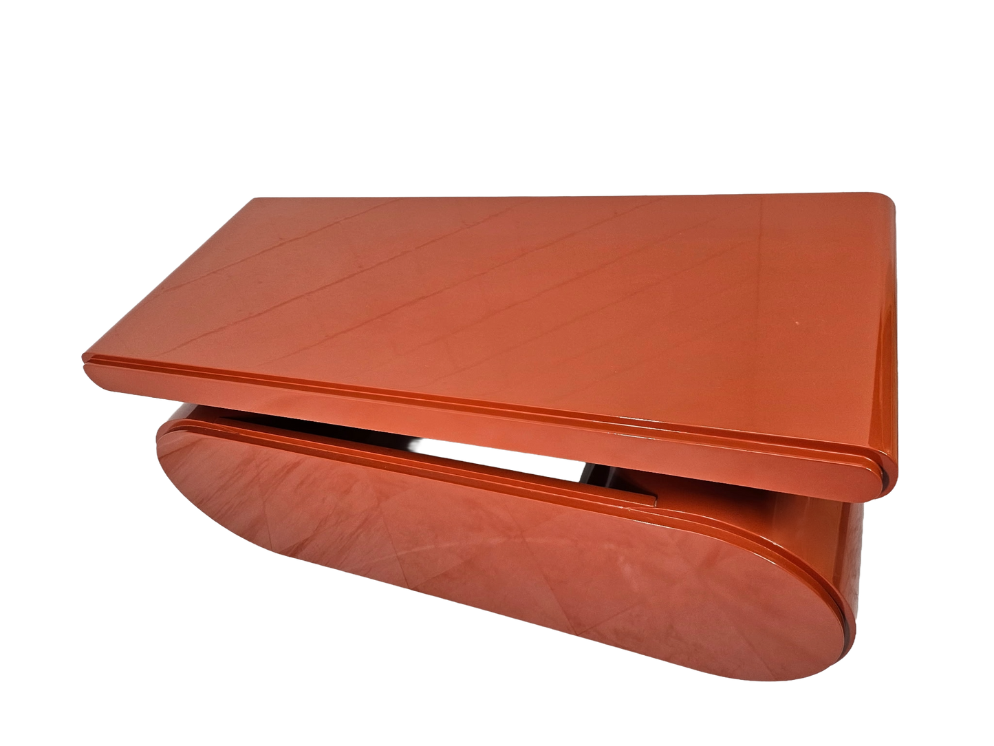 Sculptural Postmodern Burnt Orange Desk With Cylindrical Pedestals, 1980s