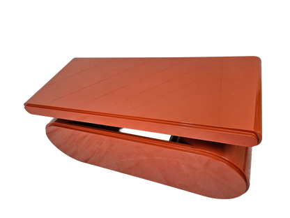 Sculptural Postmodern Burnt Orange Desk With Cylindrical Pedestals, 1980s
