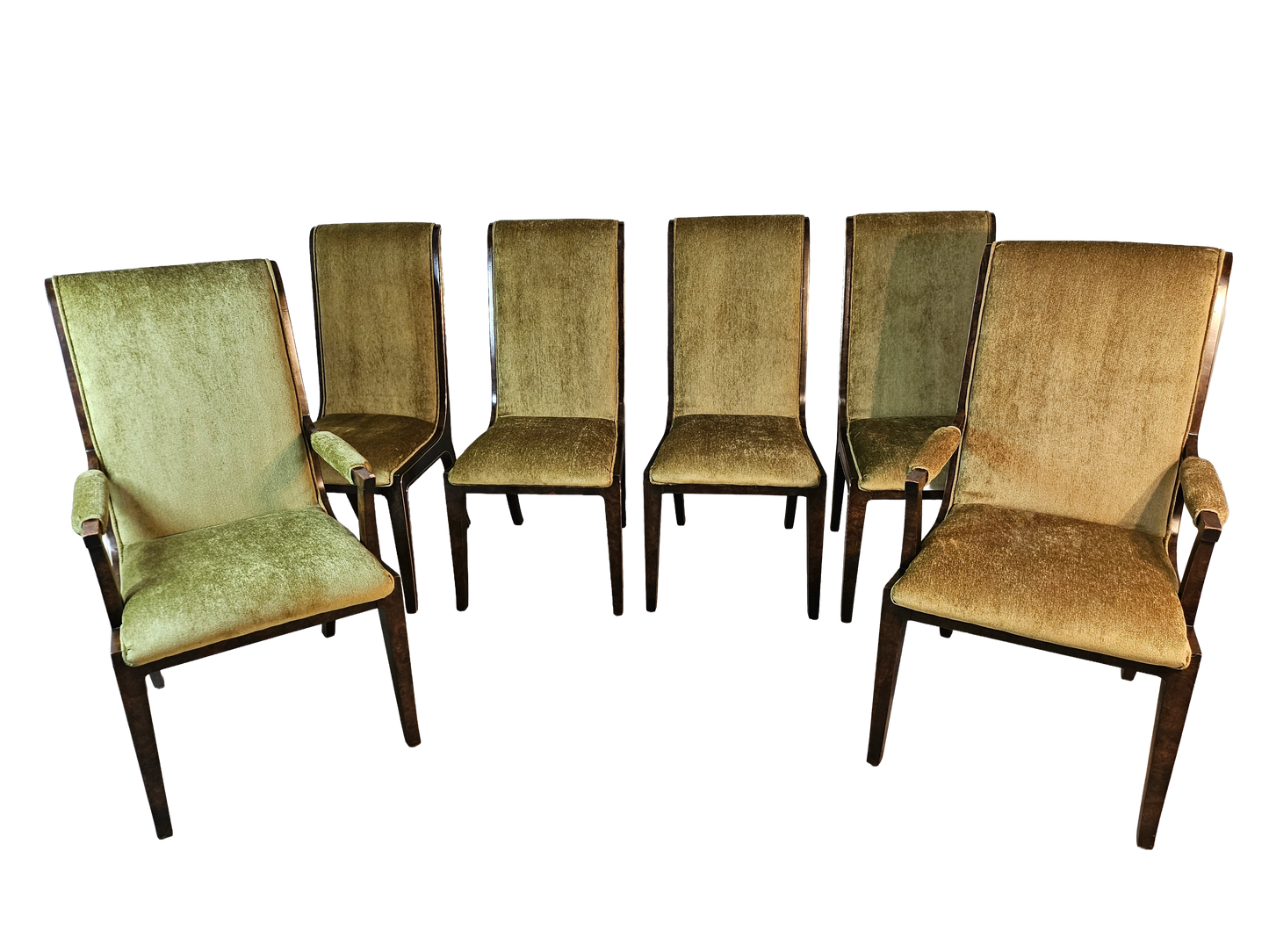 1970s Mastercraft Burl Wood Dining Chairs - Set of 6