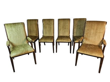 1970s Mastercraft Burl Wood Dining Chairs - Set of 6