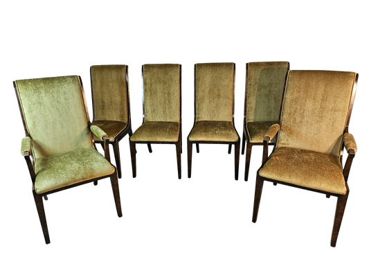 1970s Mastercraft Burl Wood Dining Chairs - Set of 6