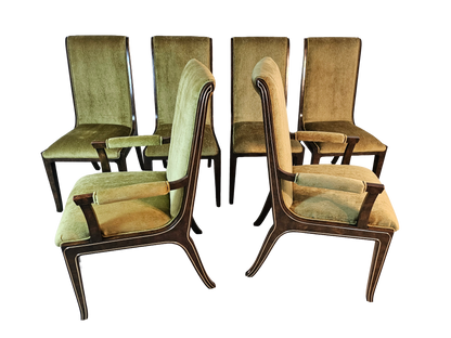 1970s Mastercraft Burl Wood Dining Chairs - Set of 6