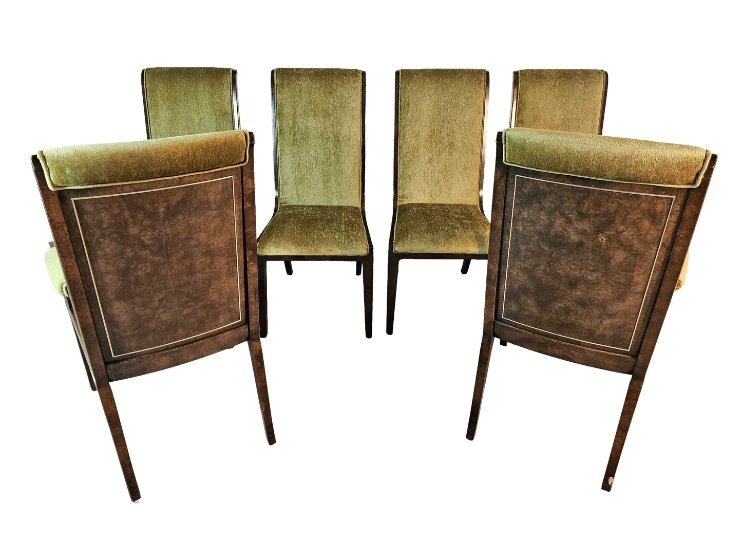 1970s Mastercraft Burl Wood Dining Chairs - Set of 6