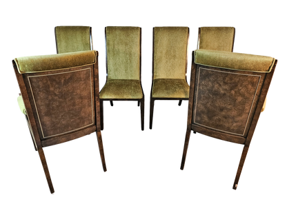 1970s Mastercraft Burl Wood Dining Chairs - Set of 6