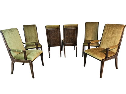 1970s Mastercraft Burl Wood Dining Chairs - Set of 6