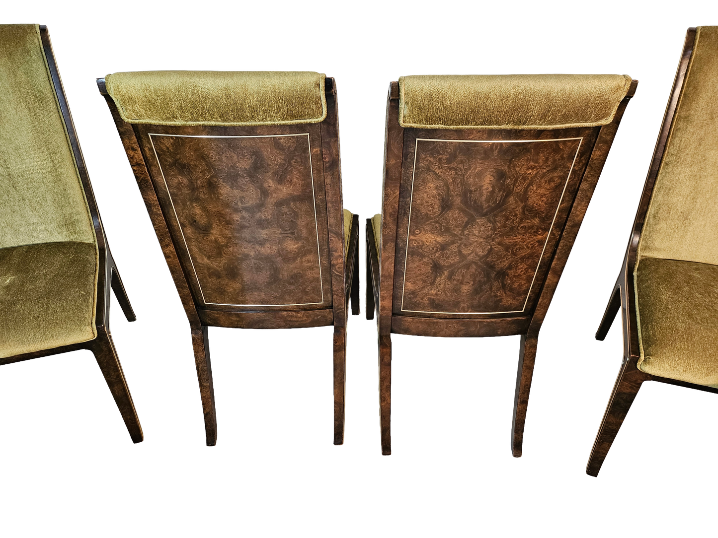 1970s Mastercraft Burl Wood Dining Chairs - Set of 6
