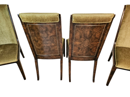 1970s Mastercraft Burl Wood Dining Chairs - Set of 6