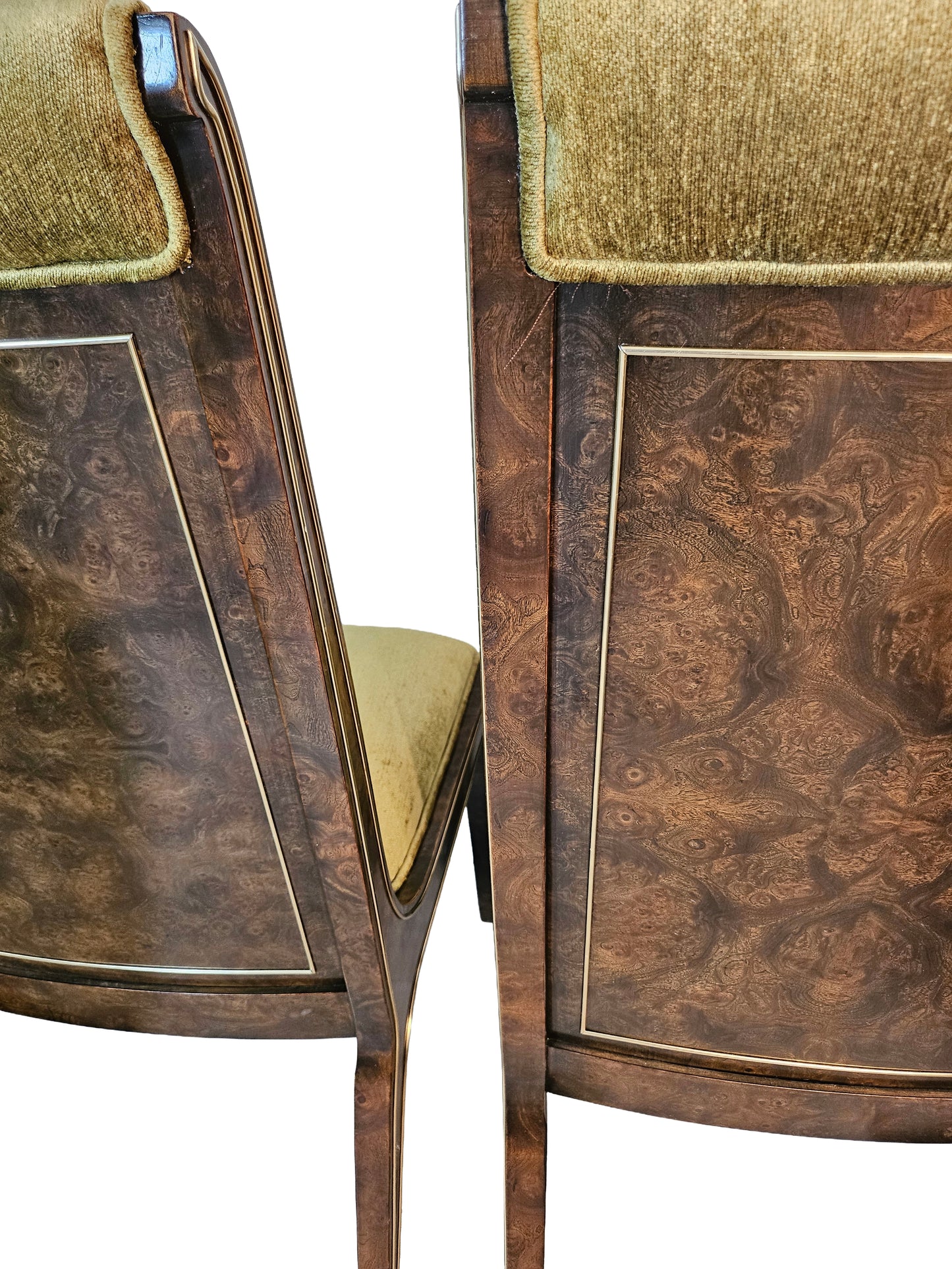 1970s Mastercraft Burl Wood Dining Chairs - Set of 6