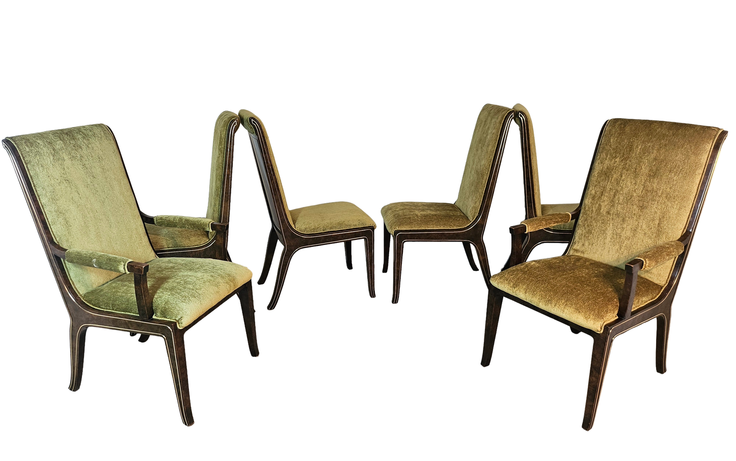 1970s Mastercraft Burl Wood Dining Chairs - Set of 6