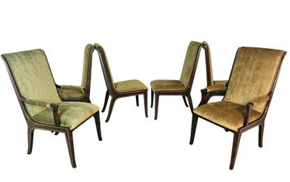 1970s Mastercraft Burl Wood Dining Chairs - Set of 6
