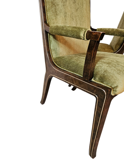 1970s Mastercraft Burl Wood Dining Chairs - Set of 6