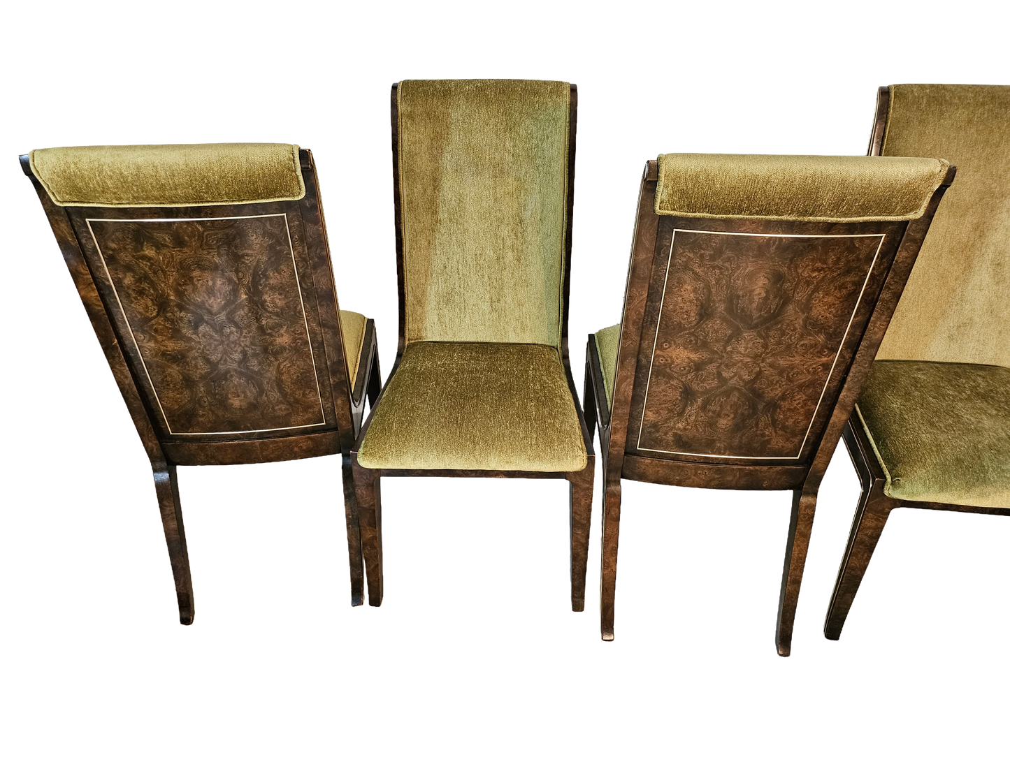 1970s Mastercraft Burl Wood Dining Chairs - Set of 6
