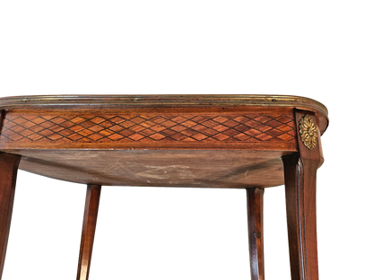 French Louis XV Style Marquetry Side Table With Bronze Accents, Circa 1900