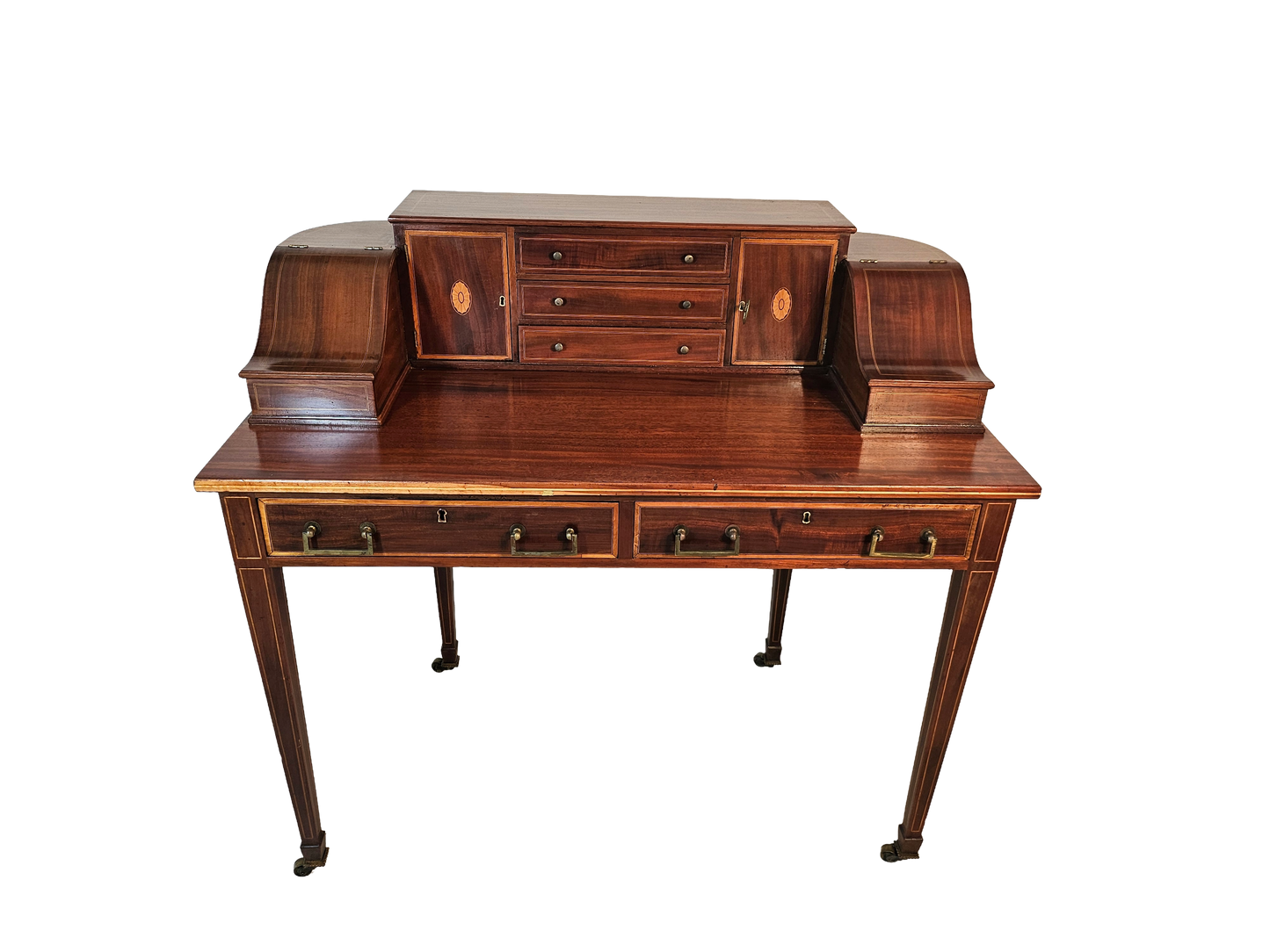 Carlton House Desk in Flame Mahogany | Circa 1920s