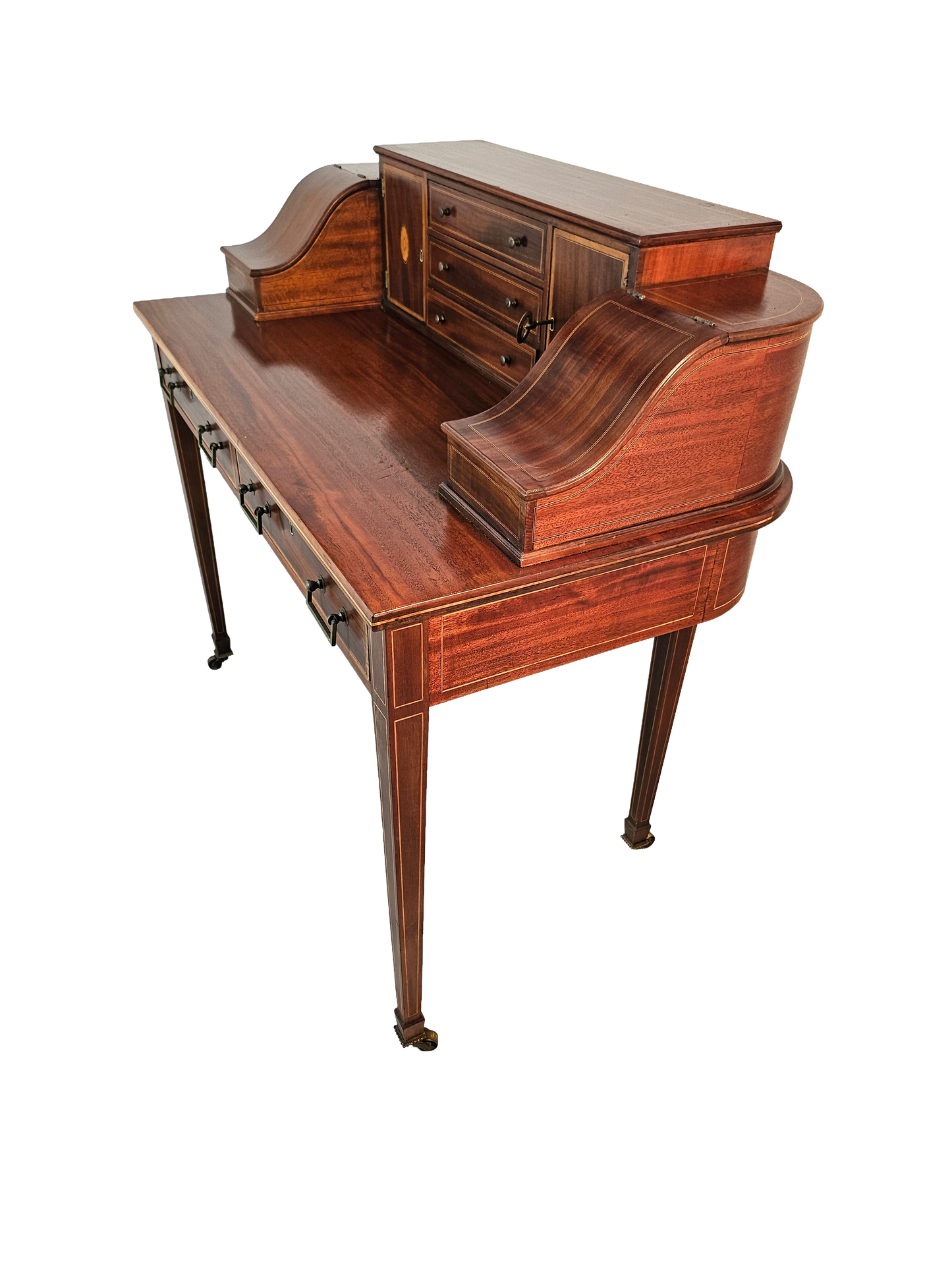 Carlton House Desk in Flame Mahogany | Circa 1920s