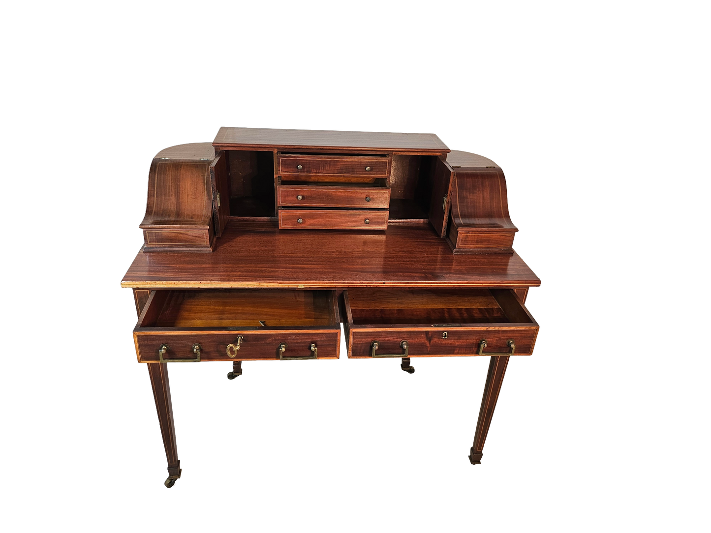 Carlton House Desk in Flame Mahogany | Circa 1920s