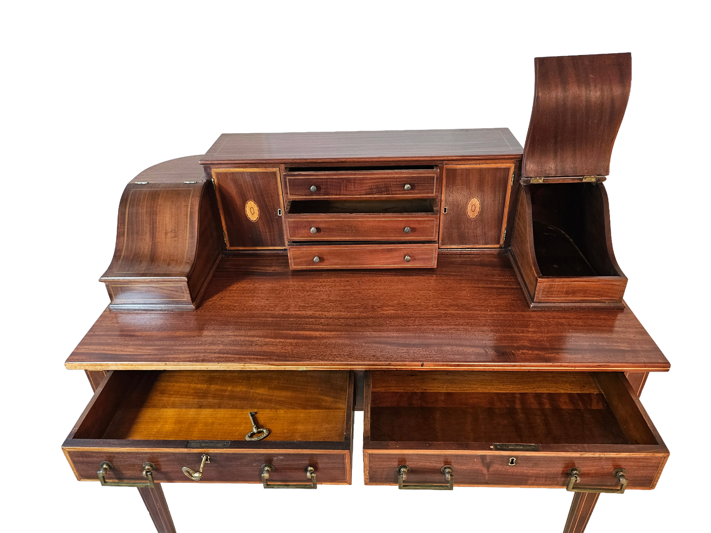Carlton House Desk in Flame Mahogany | Circa 1920s