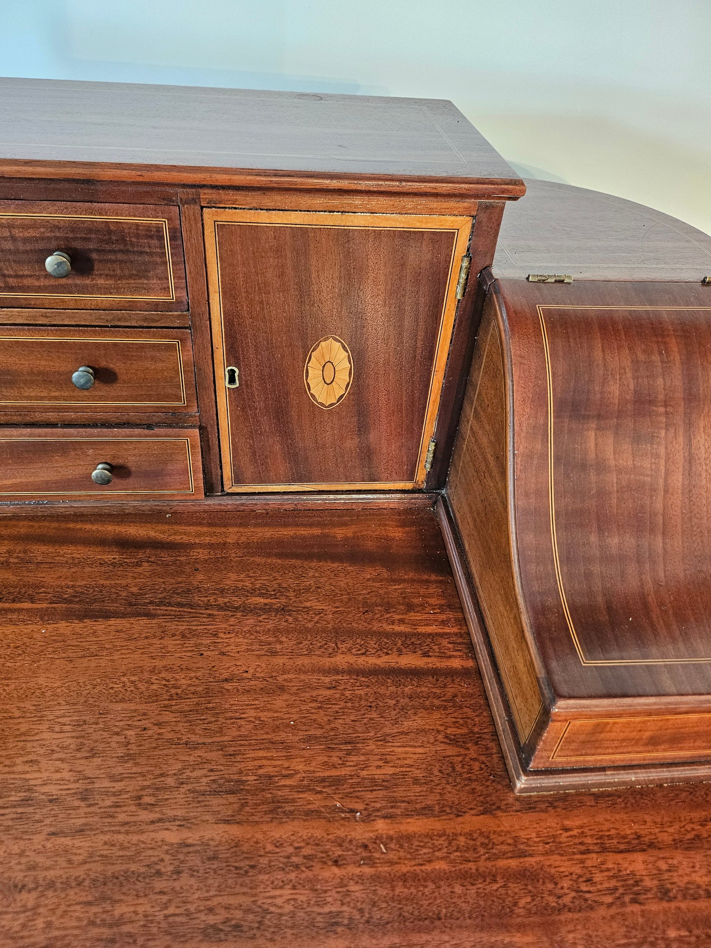 Carlton House Desk in Flame Mahogany | Circa 1920s
