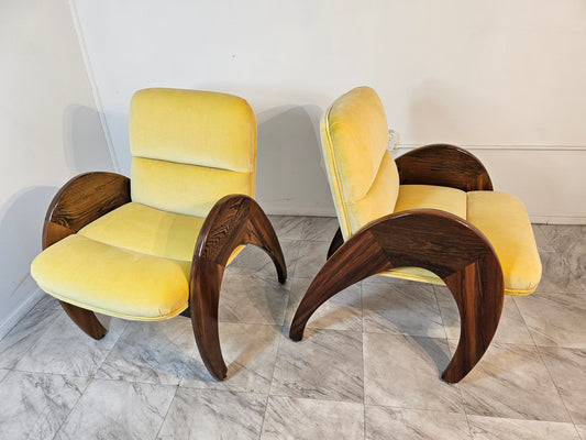 Pair of Yellow Lounge Chairs by Peter Muny | 1990s Modern Design