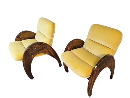Pair of Yellow Lounge Chairs by Peter Muny | 1990s Modern Design